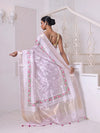 All Over Thread Embroidery Lavender Tissue Saree With Zari Borders-MA64TIS461600008