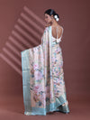 Cream Floral Print Silk Soft Saree With Zari Border-MA60BSL01770014