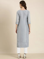 Women Blue Embellished Straight Kurta-SKC-1237-Blue