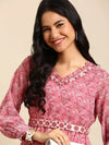 Women's Pink Embellished Anarkali Kurta-BCCK-936-Pink