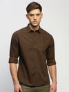 Men Brown Striped Shirt-HEPTAGON-1776-Brown