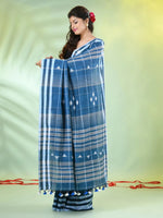 Sapphire Blue Cotton Soft Saree With Checkbox Designs-MA62CT331100056