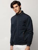 Men Navy Solid Casual Bomber Jackets-ZD-3403-Navyblue