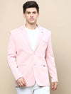 Men Pink Solid Casual Blazers-AR-48-Pink