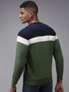 Men Green Colourblock Sweatshirt-OTRS-5-Green