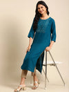 Women's Teal Solid Straight Kurta-NJ-3160222-Teal