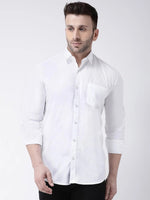 Hangup Men Slim Solid Shirts-CollarWhiteShirt