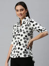 Women White Printed Shirt Top-AE-10231-Whiteblack