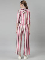 Women Pink Striped Tracksuit-AF-2069-Pink