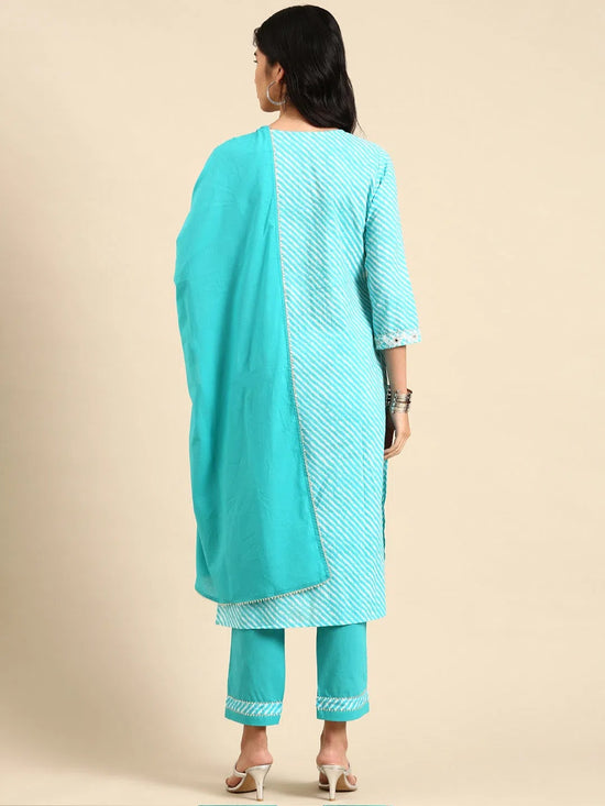 Women's Turquoise Blue Tie Dye Kurta Set-GW-214-Turquoiseblue