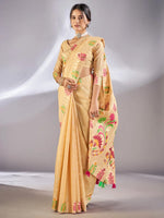 Saree Mall Women's Cotton Blend Beige Woven Design Designer Saree With Blouse Piece-VIHANA87201