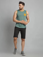 Rigo Self Texture Stripe Cotton Sleeveless Vest T-Shirt