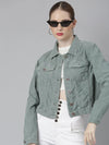 Women Sea Green Solid Tailored Jacket-IM-10605-Seagreen