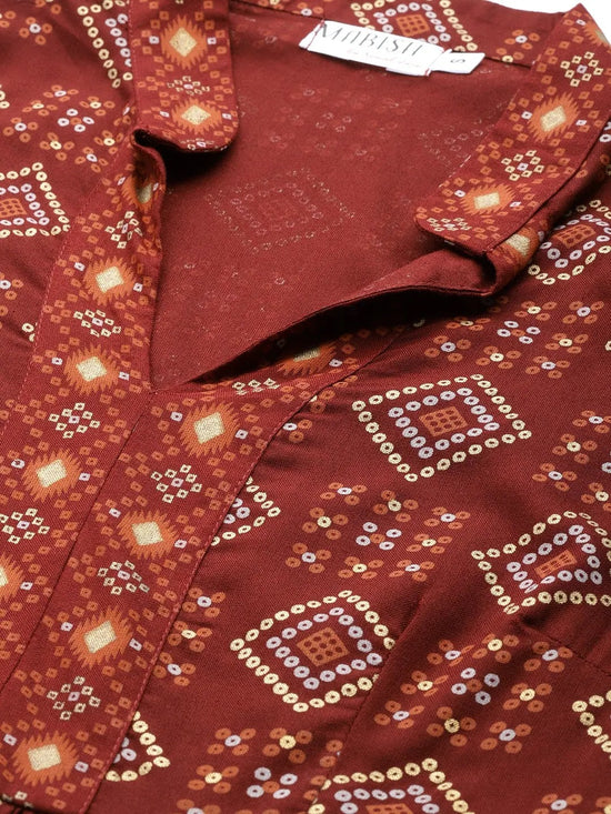 Kurti with sharara in Maroon