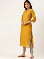 Women's Mustard Solid Straight Kurtas-SB-44464-Mustard