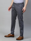 Genips Men's Grey Blue Cotton Stretch Caribbean Slim Fit Self Design Trousers