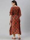 Women's Orange Printed Kaftan Kurta-GW2333-Coral