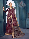 Saree Mall Women's Bhagalpuri  Burgundy Printed Designer Saree With Blouse Piece-13WOM13910B