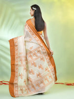 Off White Tussar Silk Saree With Woven Horse Designs-MA66TUS432810046