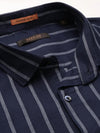 Men Navy Striped Casual Casual Shirts-YARROWSTRIPE-5635-Navyblue