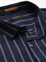 Men Navy Striped Casual Casual Shirts-YARROWSTRIPE-5635-Navyblue