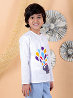 BownBee Unisex Cotton Holi Full Sleeve Kurta - White-BS24TP47WHA18