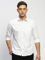 Men White Solid Shirt-RAYMONDSDOBBY-267-White