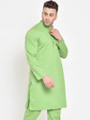 Hangup Men Standard Solid Men's Indian Wear-Parrot_Cotton_LongKurta