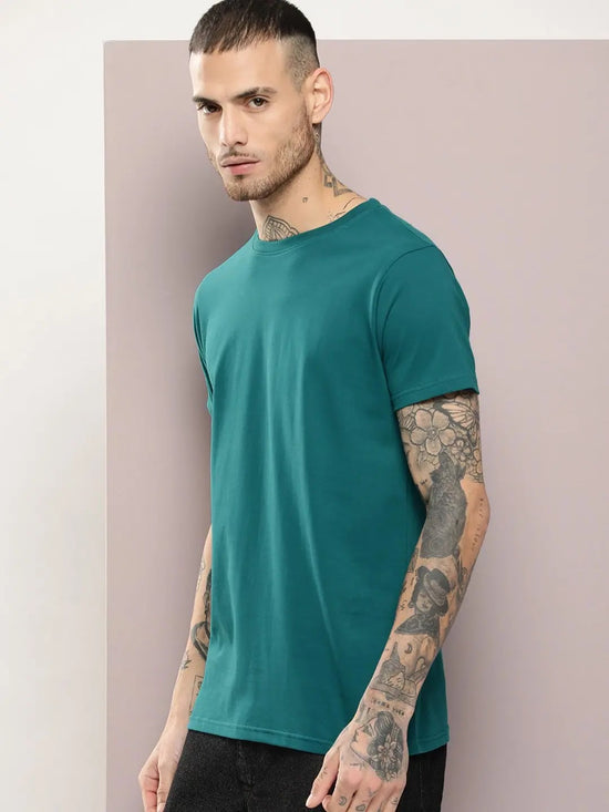 Dillinger Men's Green Plain T-Shirt