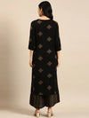 Women's Black Printed Kurta Set-GW-591-Black