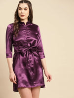 Front knot shirt dress in Purple