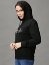 Women's Black Solid Sweatshirt-ARN-08-Black