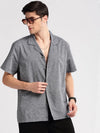 Men Cuban Collar Solid Grey Casual Shirt-CANDORE-2140-Grey