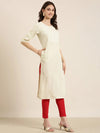 Women Cream Solid Straight Kurta-NJ-3612218-Cream