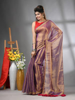 Purple Shimmer Tissue Saree With Gota Patti Borders-MA62TIS33990011