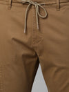 Genips Men's Brown Cotton Stretch Bahamas Cargo Fit Solid Cargo