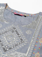 Women's Grey Printed Anarkali Kurta-HO-904-Grey