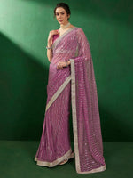 Saree Mall Women's Lycra Mauve Embellished Designer Saree With Blouse Piece-TNISHKA1292A