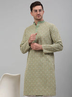 Men's Green Embroidered Kurta with Pyjama.-JOKP-P-699Green