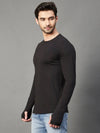 Rigo Black Thumbhole Full Sleeve T-Shirt For Men