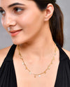 Gold Plated Designer Chain For Women With AD Stone And Leaf-VOJ423