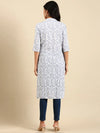 Women's White Printed Straight Kurta-GW-500-33-White