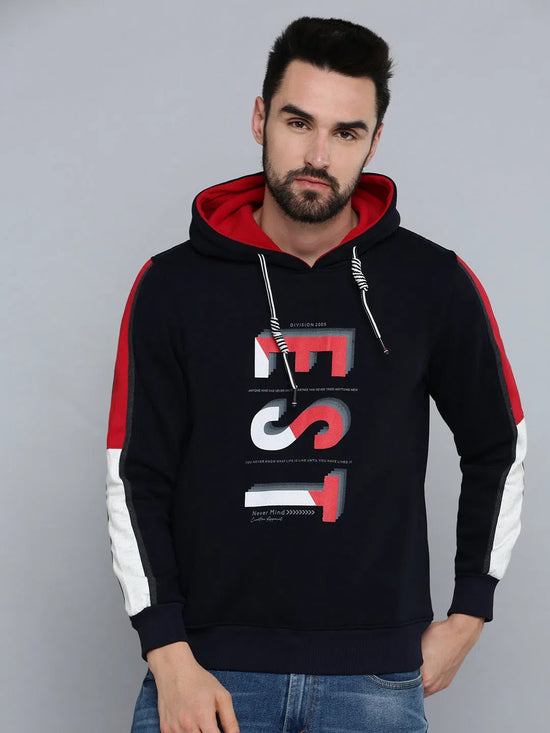 Men Blue Solid Sweatshirt-OD-6012-Navyblue