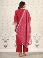 Avanshee Women's Latest Solid Embroidred Silk Blend Kurta, Pant With Dupatta Set-ES-7529