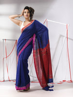 Blue Cotton Saree With Sequined Work-MA55CT06520110