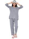 Smarty Pants Women's Cotton Pastel Grey Polka Dot Print Night Suit