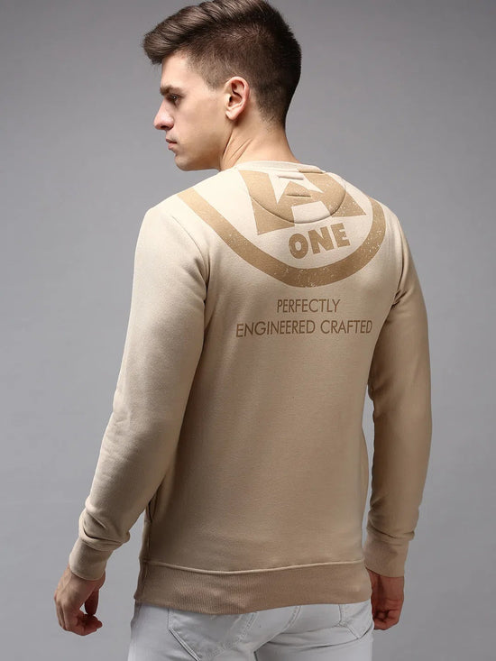 Men Beige Solid Sweatshirt-SCAW-37-Beige