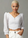 Women's White Printed Top-AE-10549-White