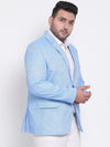 Hangup Men Standard Solid Men Formalwear-DarkBlue1_Linen_Blazer