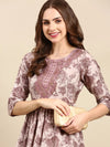 Women's Mauve Floral Anarkali Kurta-GW-3698-Mauve